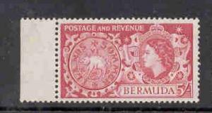 Bermuda Sc160 1953 5/ QE II & Hog Coin stamp NH