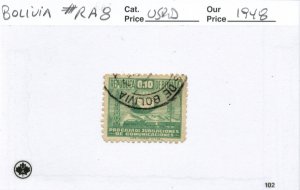 BOLIVIA #RA8, USED ON 102 CARD - 1948 - BOLIVIA138