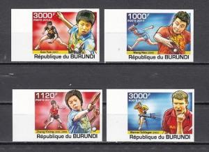 Burundi, 2011 issue. Table Tennis, IMPERF set of 4. ^