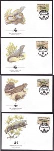 World Wildlife Federation(WWF)-set of FDC-Ground Iguanas-Turks &  Caicos-1986-