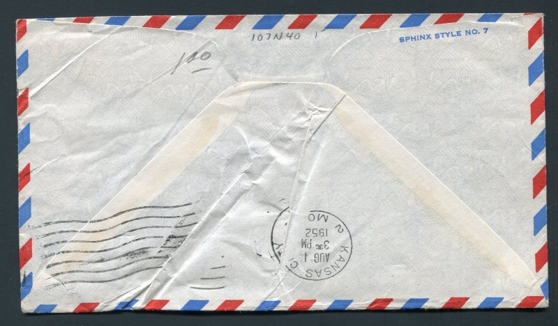1952 First Flight Cover - Chanute, Kansas to New York, NY