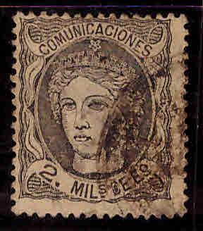 SPAIN Scott 161a Used on Buff paper 1865