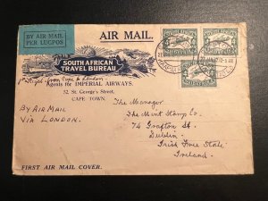 1932 South Africa Airmail Double Crash Cover Cape Town to Dublin Ireland