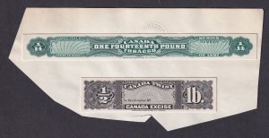 Canada, Series of 1897 Tobacco and  Canada Twist Excise 1/2lb Stamp PROOFS
