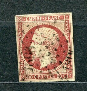 France 1853-60 Napoleon Imperf  80c Used Sc 19 Cv $82.50 f3201