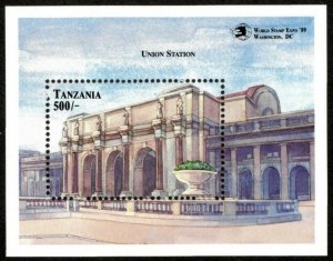 Tanzania 1989 - Union Station, World Stamp Expo - Souvenir Sheet - Scott 524 MNH