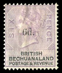 Bechuanaland #24 (SG 26) Cat£140+, 1888 6p on 6p lilac, disturbed gum, hands...