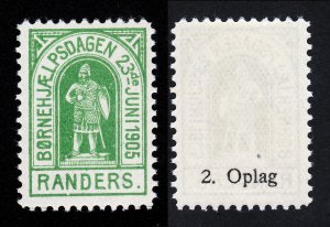 REKLAMEMARKE DENMARK POSTER STAMP BØRNEHJÆLPSDAGEN RANDERS 1905