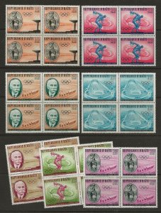 Haiti 1960 Olympics #462-465, C163-C165 Sets in BLOCKS VF-NH CV $14.00