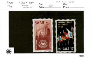 Saar -Germany, Postage Stamp, #254-255 Mint LH, 1955 Flag (AB)