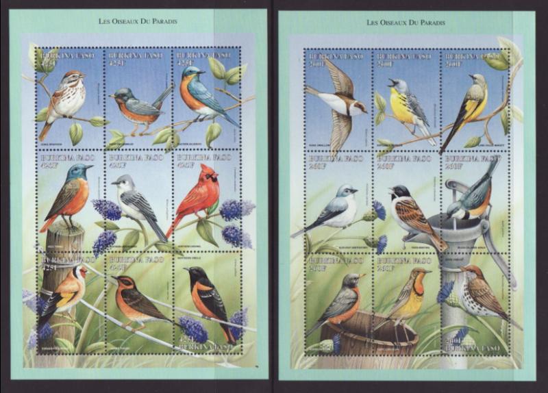 Burkina Faso 1104-1105 Birds Souvenir Sheet MNH VF