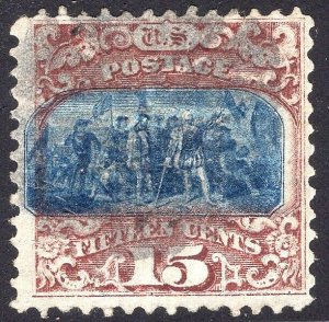 #119 F-VF 15¢ 1869 PICTORIAL-Type II-Vignette Shifted wide left (REM #119-6)