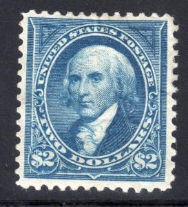 US Scott 262 unused regumed over 2 small thins. CV ng $1100