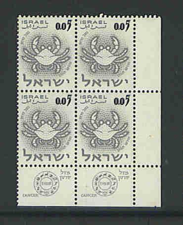 Israel Sc.  # 216  f-vf mnh corner block of 4 with tabs