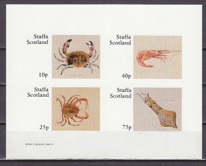 Staffa Scotland Local, 1982 issue. Crabs-Marine Life, IMPERF sheet of 4. ^