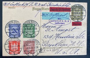 1924 Baden Germany ZR 3 Zeppelin Cover First Flight PC to Brooklyn NY USA