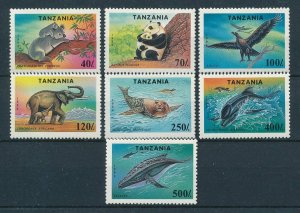 [110066] Tanzania 1994 Wild life Marine life elephant dolphin panda  MNH