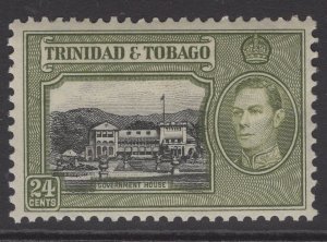 TRINIDAD & TOBAGO SG253 1938 24c BLACK & OLIVE-GREEN MTD MINT