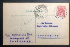 1911 Amsterdam Netherlands Stationery postcard Cover To Jerusalem Palestine