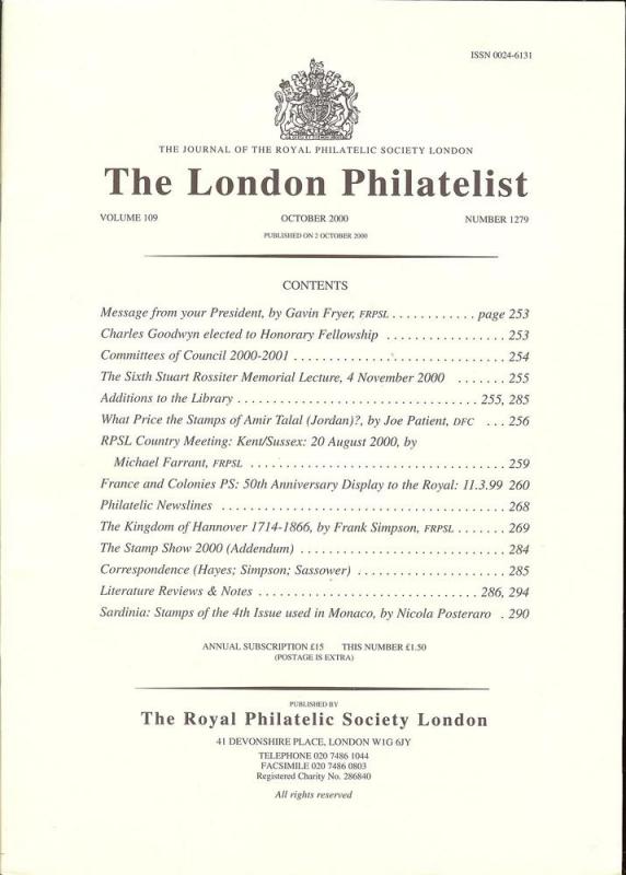 The London Philatelist: Vol. 109, Number 1279,