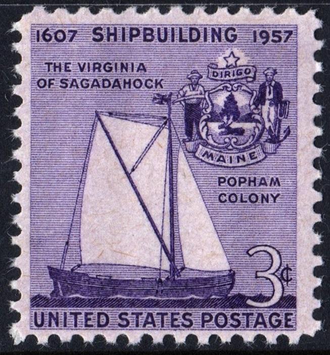 SC#1095 3¢ Shipbuilding, 350 Years (1957) MNH