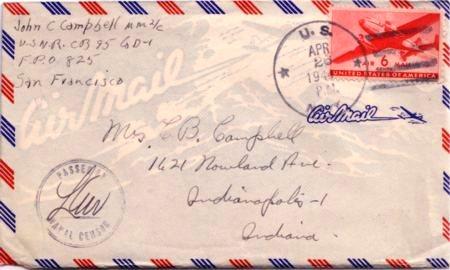 United States Fleet Post Office 6c Transport 1944 U.S. Navy Navy 825 Roi Isla...