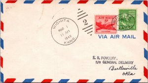 FFC 1949 - US Airmail - Wichita, Kans to Battlesville, Okla - F52135
