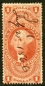 United States Scott R75c UHR - 1862 $1 Power of Attorney - SCV $2.75