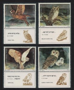 Israel Owls Biblical Birds of Prey 4v Tabs 1987 MNH SC#956-959 SG#1015-1018