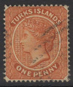 TURKS ISLANDS SG55 1883 1d ORANGE-BROWN USED