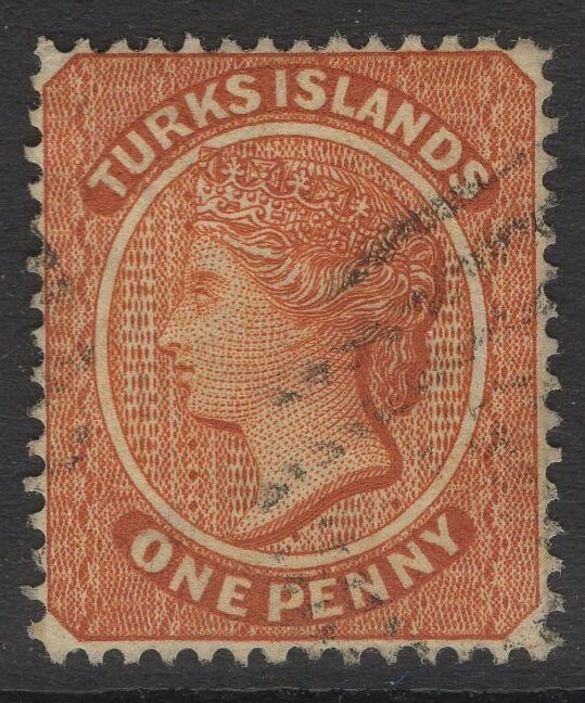 TURKS ISLANDS SG55 1883 1d ORANGE-BROWN USED