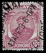 Malaya (Johore) #138 Used H; 10c Sultan Ibrahim (1949)