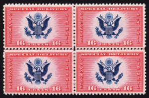 US CE2 MNH VF/XF 16 Cent Great Seal Dark Red  Airmail C/L Block of 4