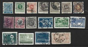 SWEDEN Used Lot of 18 Different Stamps 2017 CV $26.65