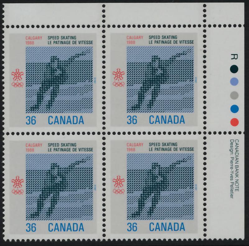 Canada 1130i TR Plate Block MNH Speed Skating Winter Olympics