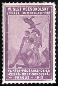 1912 Czechoslovakia Poster Stamp Sokol Federal All School Athletic Gathering MNH