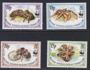 British Indian Ocean Terr. # 132-135, WWF - Coconut Crabs, NH, 1/2 Cat.