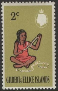 Gilbert & Ellice 136 (mnh) 2c girl weaving garland, lt ol & multi (1968)