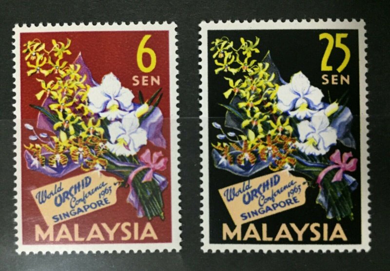 MALAYSIA 1963 4th World Orchids Conference Singapore SG#4&5 MNH