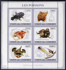 Comoro Islands 2009 Fish perf sheetlet containing 6 value...