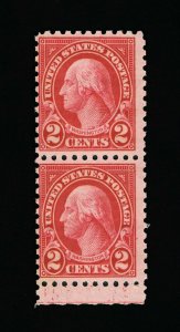 EXCEPTIONAL GENUINE SCOTT #583 FINE MINT PAIR OG NH 1924 CARMINE WASHINGTON