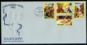 VANUATU 342-345 FIRST DAY COVER BIN $5.00 CHRISTMAS