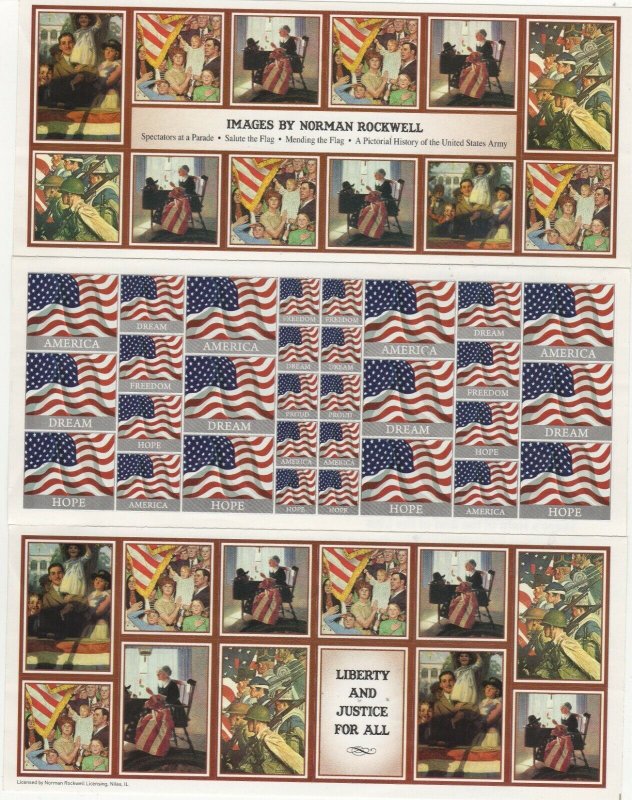 USA - Boystown Patriotic Rockwell Charity Stamps/Seals Sheet of 53- Unused