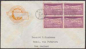 USA 1939 3c South Dakota FDC to New Zealand -  backstamped.................55625