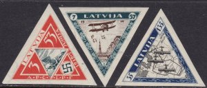 1933 LATVIA, Pro wounded aviators, set of 3 values, Air Mail - no. 30/32 MLH * N