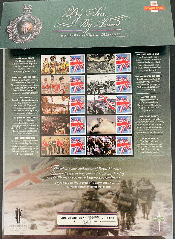 CS-24 2014 By Land, By Sea. 350 Years Of The Royal Marines Smiler sheet U/M