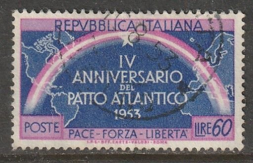 Italy 638, 4th ANNIVERSARY OF NATO, USED SINGLE. VF (1152)