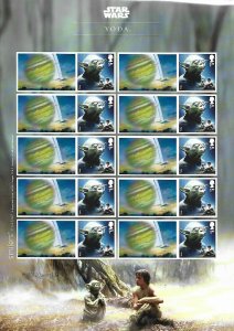 GB 2015 Star Wars Yoda Royal mail Smiler sheet Sm134 UNMOUNTED MINT