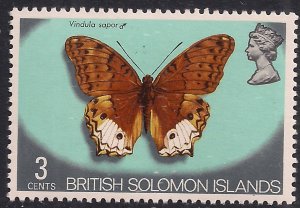 British Solomon Islands 1972 - 73 QE2 3cts Butterfly Umm SG 221 ( K498)