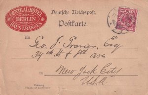 1899, Central Hotel, Berlin, Germany to New York, NY (46669)
